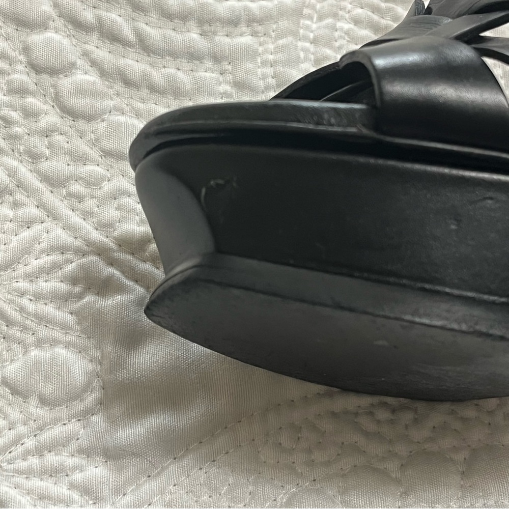 YVES SAINT LAURENT Tribute Heel Sandals Black Patent Leather 130mm Size 37.5 - Picture 6 of 12